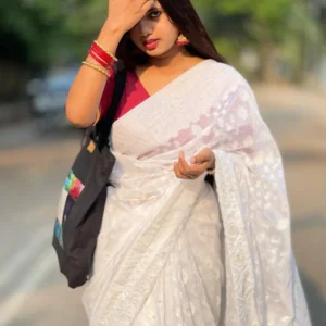 white jamdani sari